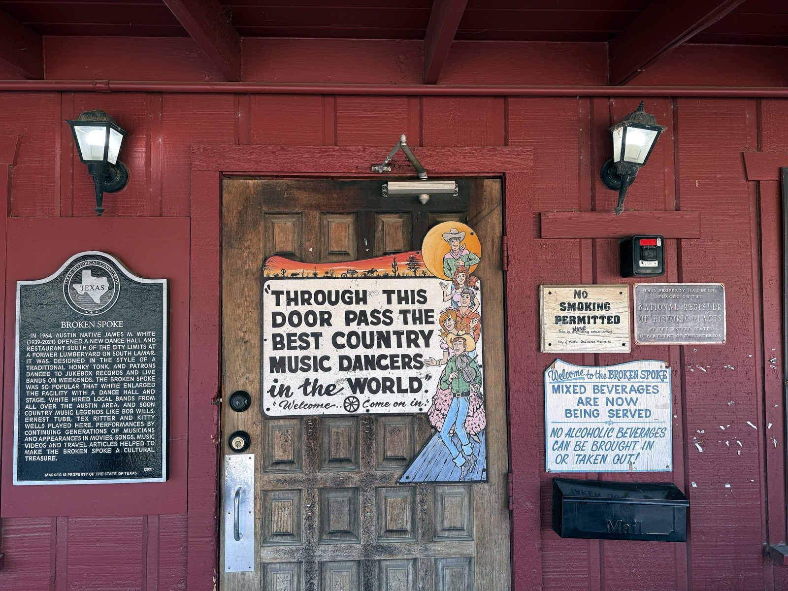 The Broken Spoke's front door: Through this door pass the best country music dancers in the world